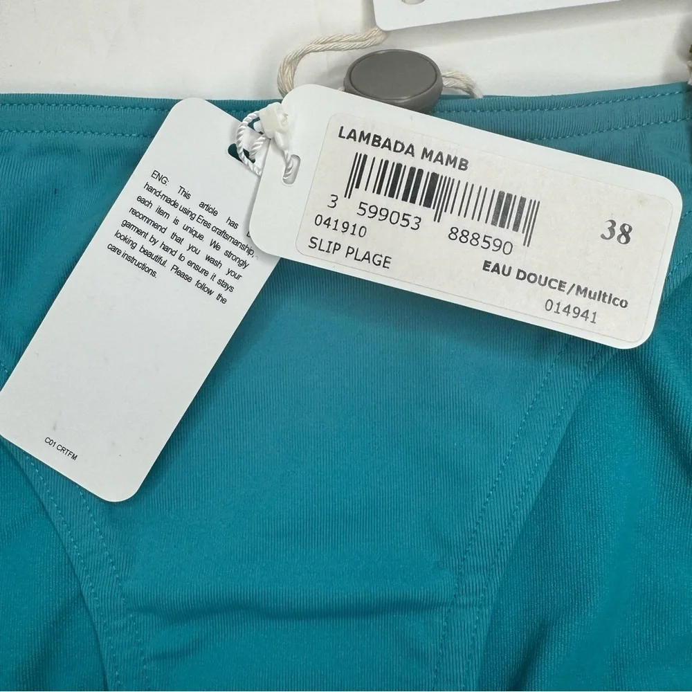 NWT ERES “Mambo Lambada” Braid-Trimmed Bikini Bottoms Turquoise 38/6